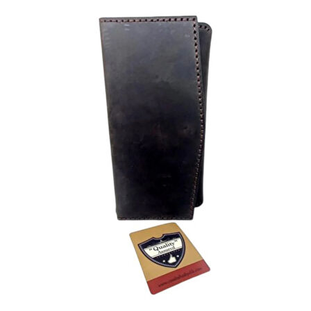 Kahverengi El Yapımı Hakiki Crazy Deri Telefon Bölmeli Cüzdan