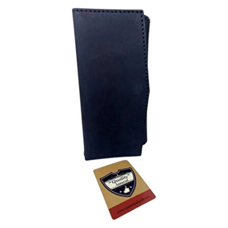 El Yapımı Telefon Bölmeli Hakiki Crazy Deri Cüzdan Siyah