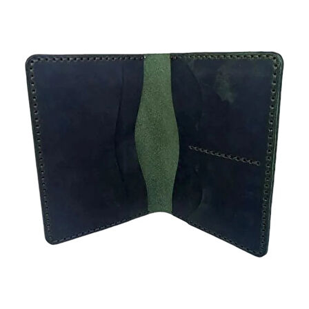 El Yapımı Hakiki Crazy Deri Pasaportluk Yeşil