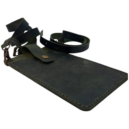 El Yapımı Hakiki Crazy Deri Telefonluk Yeşil