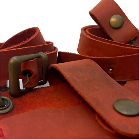 El Yapımı Hakiki Crazy Deri Telefonluk Kırmızı