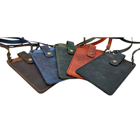 El Yapımı Hakiki Crazy Deri Telefonluk Kırmızı