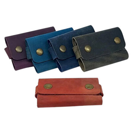 El Yapımı Hakiki Crazy Deri Kartlık Kırmızı