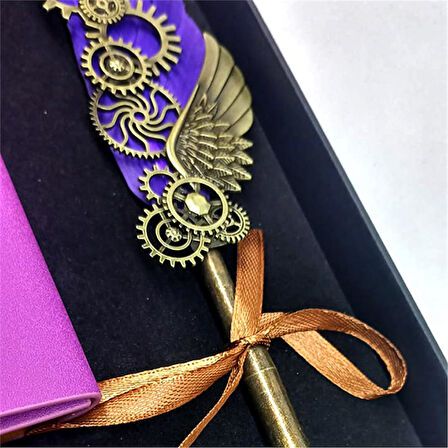 Tüylü Divid Retro Defter Set Mürekkepli Tüylü Divid Ayaklıklı