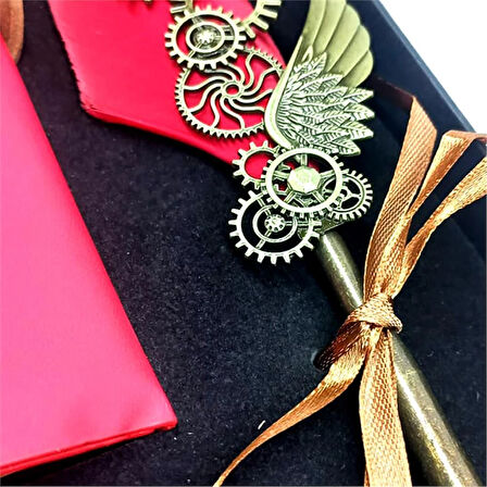 Tüylü Divid Retro Defter Set Mürekkepli Tüylü Divid Ayaklıklı