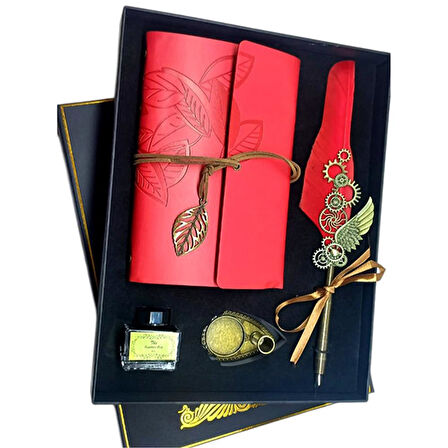 Tüylü Divid Retro Defter Set Mürekkepli Tüylü Divid Ayaklıklı