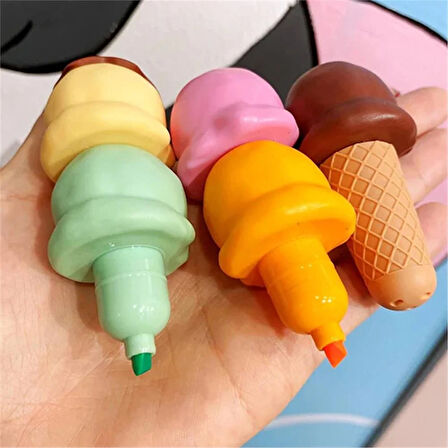 Dondurma Tasarımlı 5'Lİ, Fosforlu Kalem