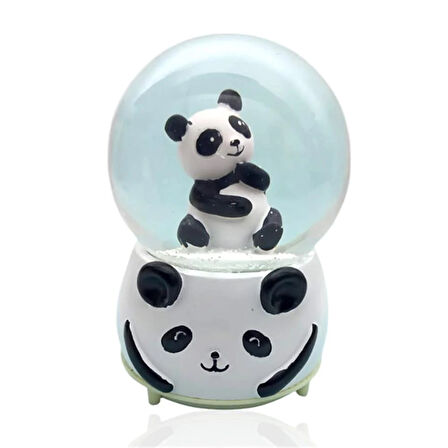 Müzikli Renk Değişiren Işıklı Kar Püskürtmeli Panda Temalı Kar Küresi