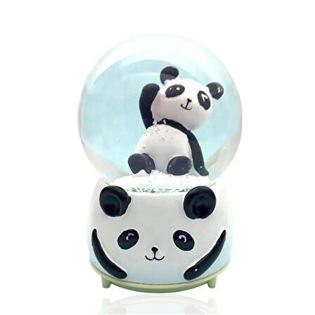Müzikli Renk Değişiren Işıklı Kar Püskürtmeli Panda Tasarımlı Kar Küresi