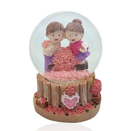 Sevgi Temalı Çift Işıklı Kar Küresi