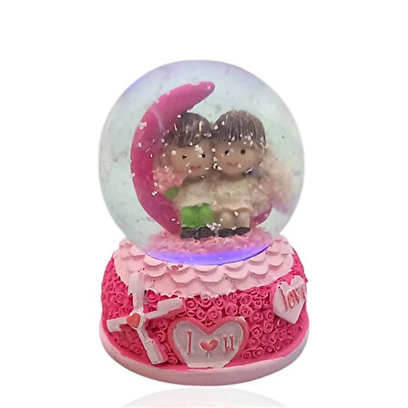 Sevgi Temalı Çift Işıklı Kar Küresi