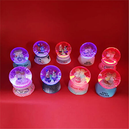 Sevgi Temalı Çift Işıklı Kar Küresi