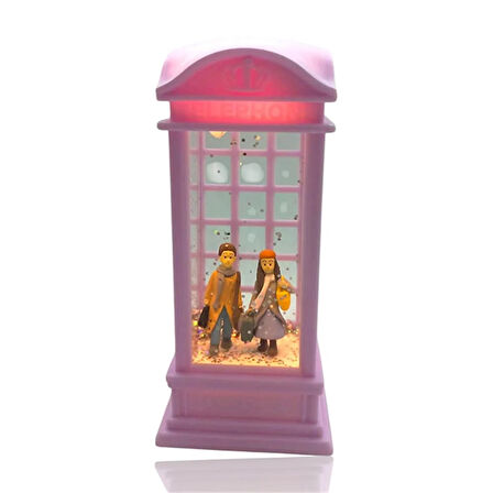 London Telefon Kulubesi Temalı Kar Küresi Pembe
