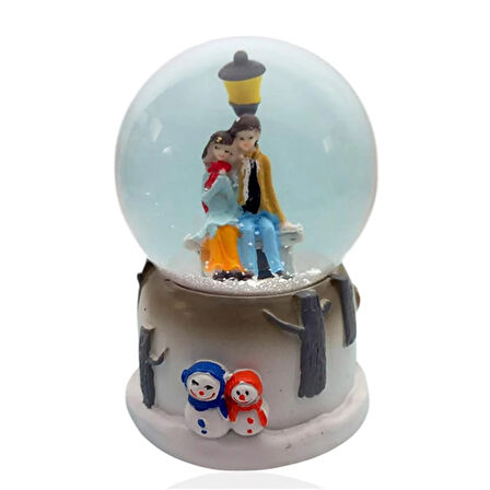 Işıklı Müzikli Sevgi Temalı Çift Orta Boy Kar Küresi