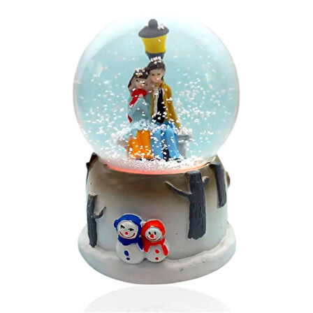 Işıklı Müzikli Sevgi Temalı Çift Orta Boy Kar Küresi