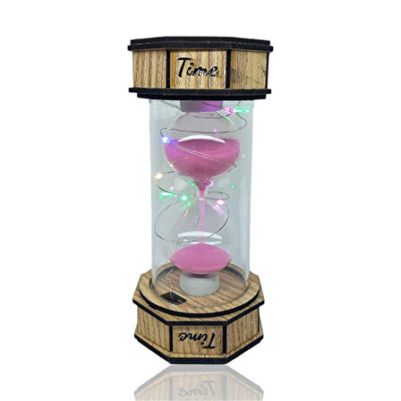 Dekoratif Renkli Işıklı Kum Saati Pembe