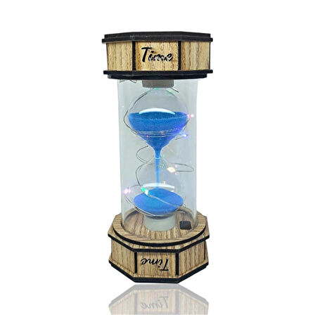 Dekoratif Renkli Işıklı Kum Saati Mavi