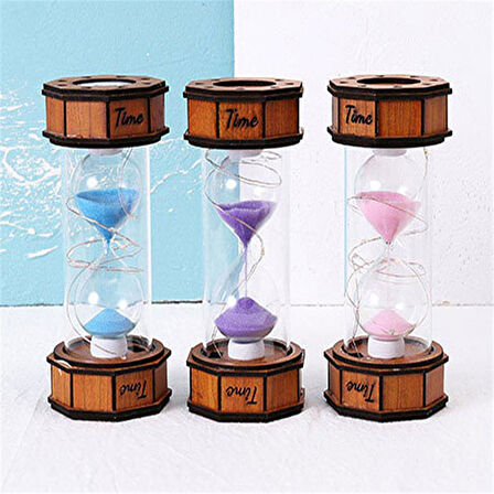 Dekoratif Renkli Işıklı Kum Saati Mavi