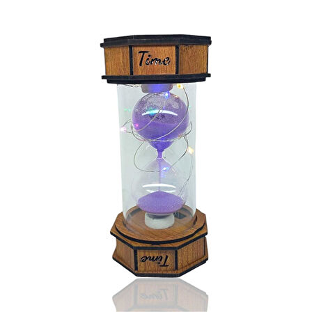 Dekoratif Renkli Işıklı Kum Saati Mor