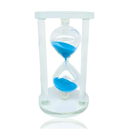 Cam Büyük Boy Dekoratif Kum Saati Mavi