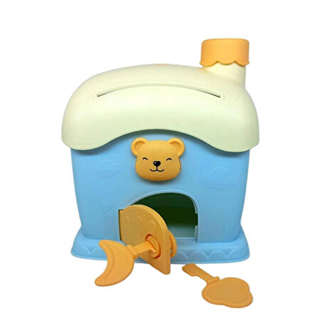 Ev Tasarımlı Sevimli Kumbara Mavi