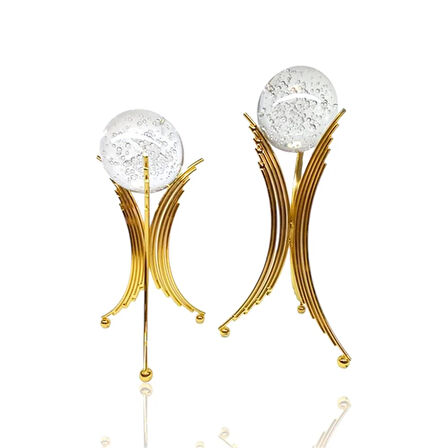 Metel Ayaklı Dekoratif Cam Obje