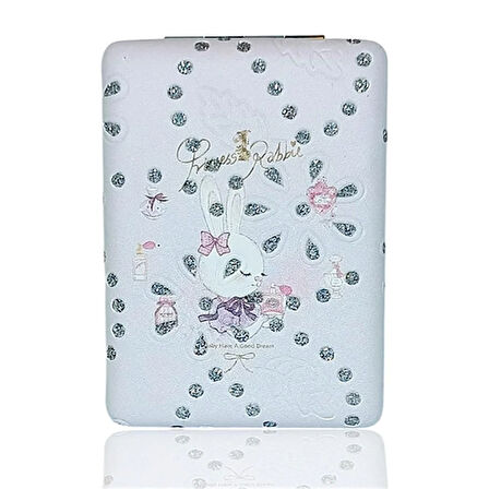 Dikdörtgen Makyaj Aynası Sevmli Tavşan Beyaz