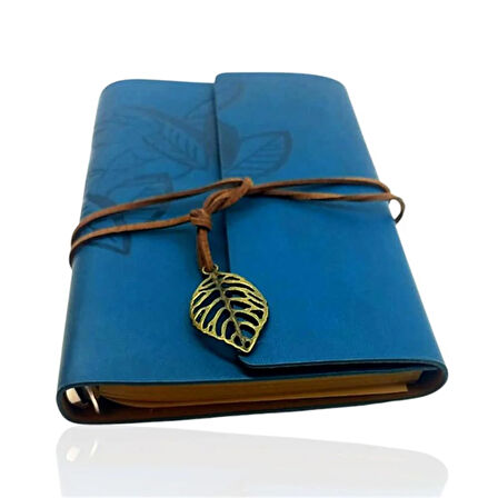 Retro Deri Defter Yaprak Tasarımlı Büyük Boy Yeşil