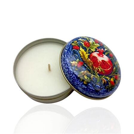 Metal Kutulu Pudra Kokulu Desenli Şık Doğal Mum