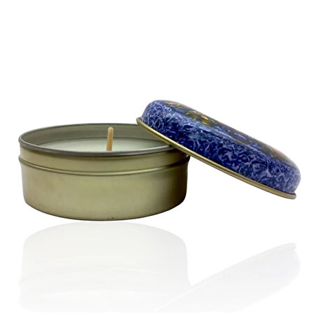 Metal Kutulu Pudra Kokulu Desenli Şık Doğal Mum