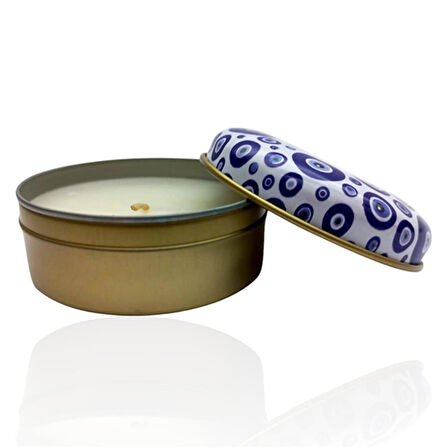 Metal Kutulu Pudra Kokulu Desenli Şık Doğal Mum