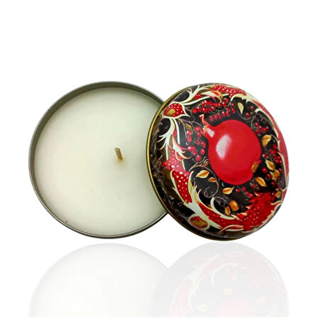 Metal Kutulu Pudra Kokulu Desenli Şık Doğal Mum