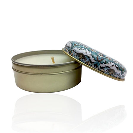 Metal Kutulu Pudra Kokulu Desenli Şık Doğal Mum