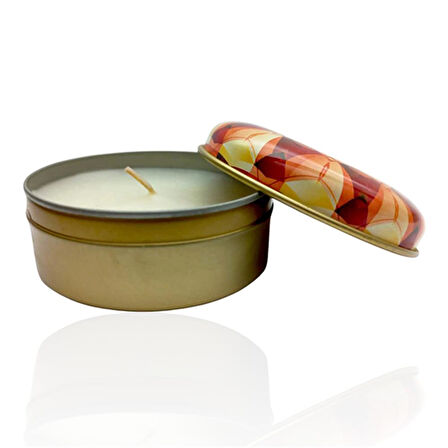 Metal Kutulu Pudra Kokulu Desenli Şık Doğal Mum