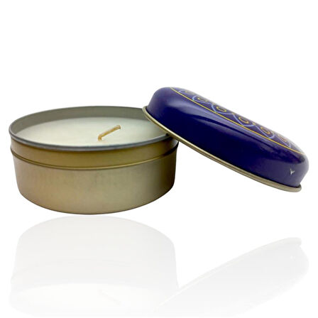 Metal Kutulu Pudra Kokulu Desenli Şık Doğal Mum