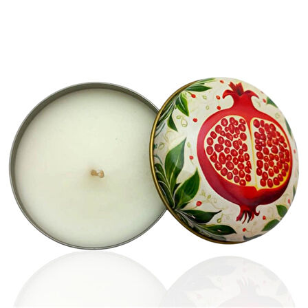 Metal Kutulu Pudra Kokulu Desenli Şık Doğal Mum