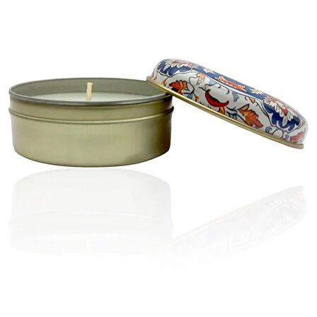 Metal Kutulu Pudra Kokulu Desenli Şık Doğal Mum