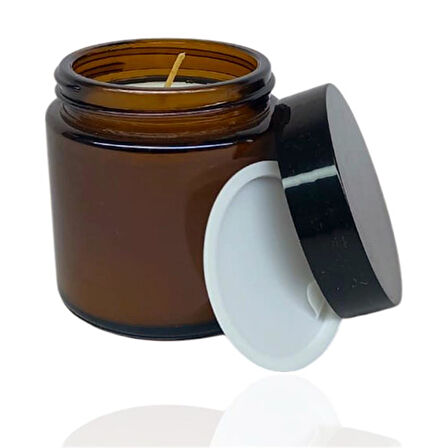 Cam Kavanoz İçinde Pudra Kokulu Doğal Mum