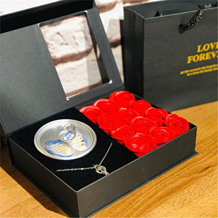 İnci Kolye Gül Yapraklı Kutulu