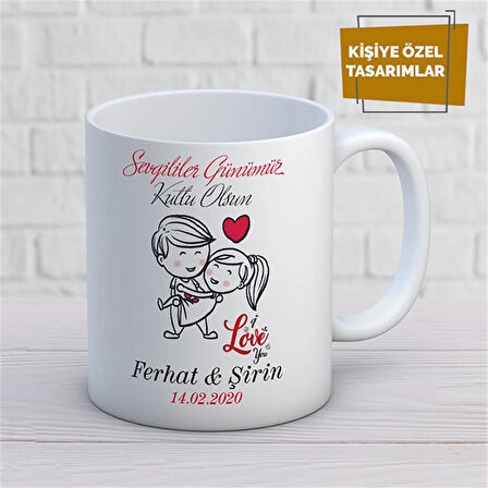 Kişiye Özel İsim Yazılabilir Sevgi Temalı Kupa Bardak