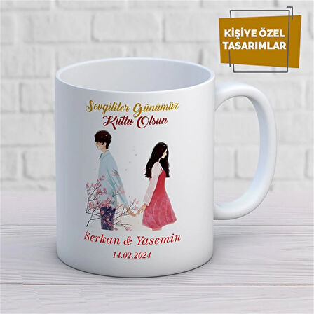Kişiye Özel İsim Yazılabilir Sevgi Temalı Kupa Bardak