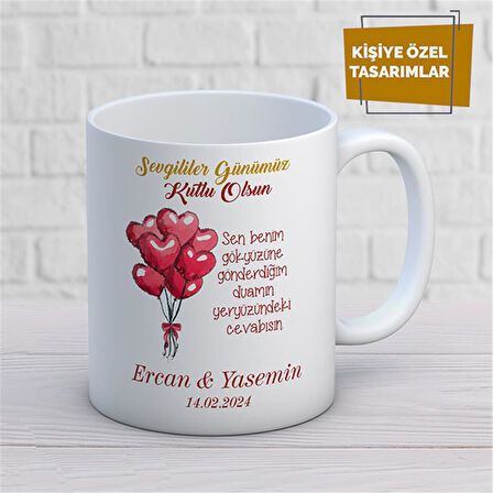 Kişiye Özel İsim Yazılabilir Sevgi Temalı Kupa Bardak