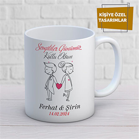 Kişiye Özel İsim Yazılabilir Sevgi Temalı Kupa Bardak
