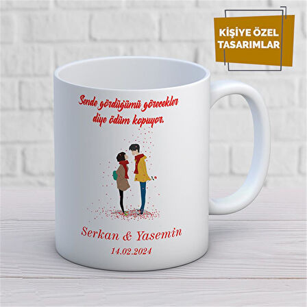 Kişiye Özel İsim Yazılabilir Sevgi Temalı Kupa Bardak