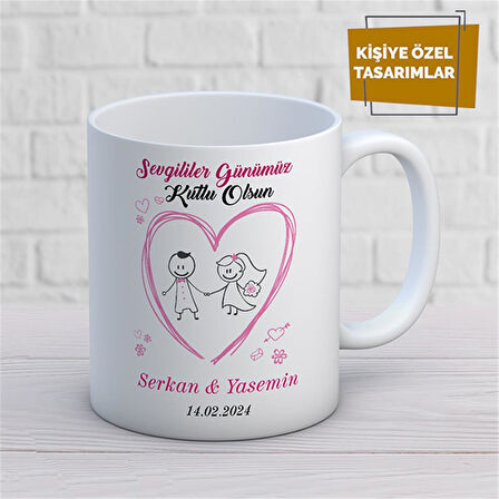 Kişiye Özel İsim Yazılabilir Sevgi Temalı Kupa Bardak