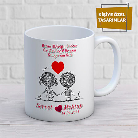 Kişiye Özel İsim Yazılabilir Sevgi Temalı Kupa Bardak