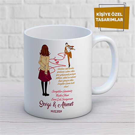 Kişiye Özel İsim Yazılabilir Sevgi Temalı Kupa Bardak