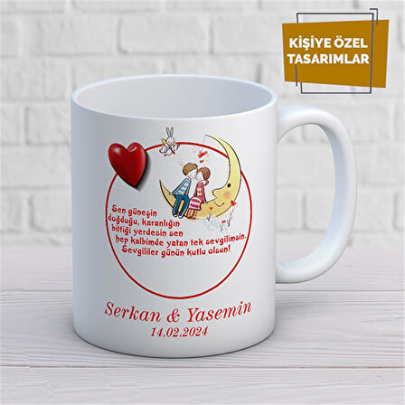 Kişiye Özel İsim Yazılabilir Sevgi Temalı Kupa Bardak