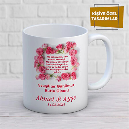 Kişiye Özel İsim Yazılabilir Sevgi Temalı Kupa Bardak