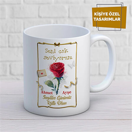 Kişiye Özel İsim Yazılabilir Sevgi Temalı Kupa Bardak
